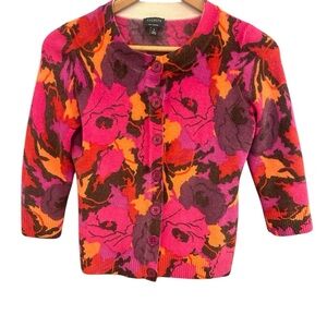Talbots S Cashmere Floral Button-Up Cardigan in EUC perfect for wedding cover up